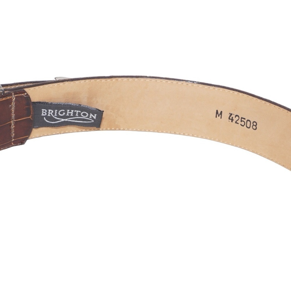 Brighton Vintage Brown Textured Leather Belt, Size M - Picture 4 of 5